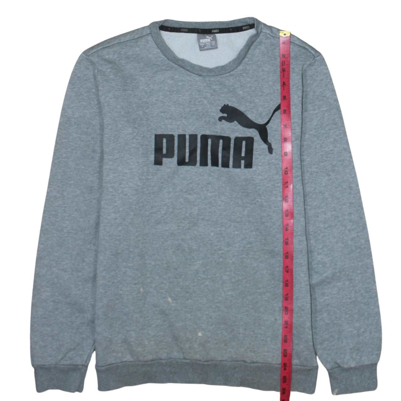 Puma Men's Grey Crew Neck Logo Pullover Sweatshirt Size M
