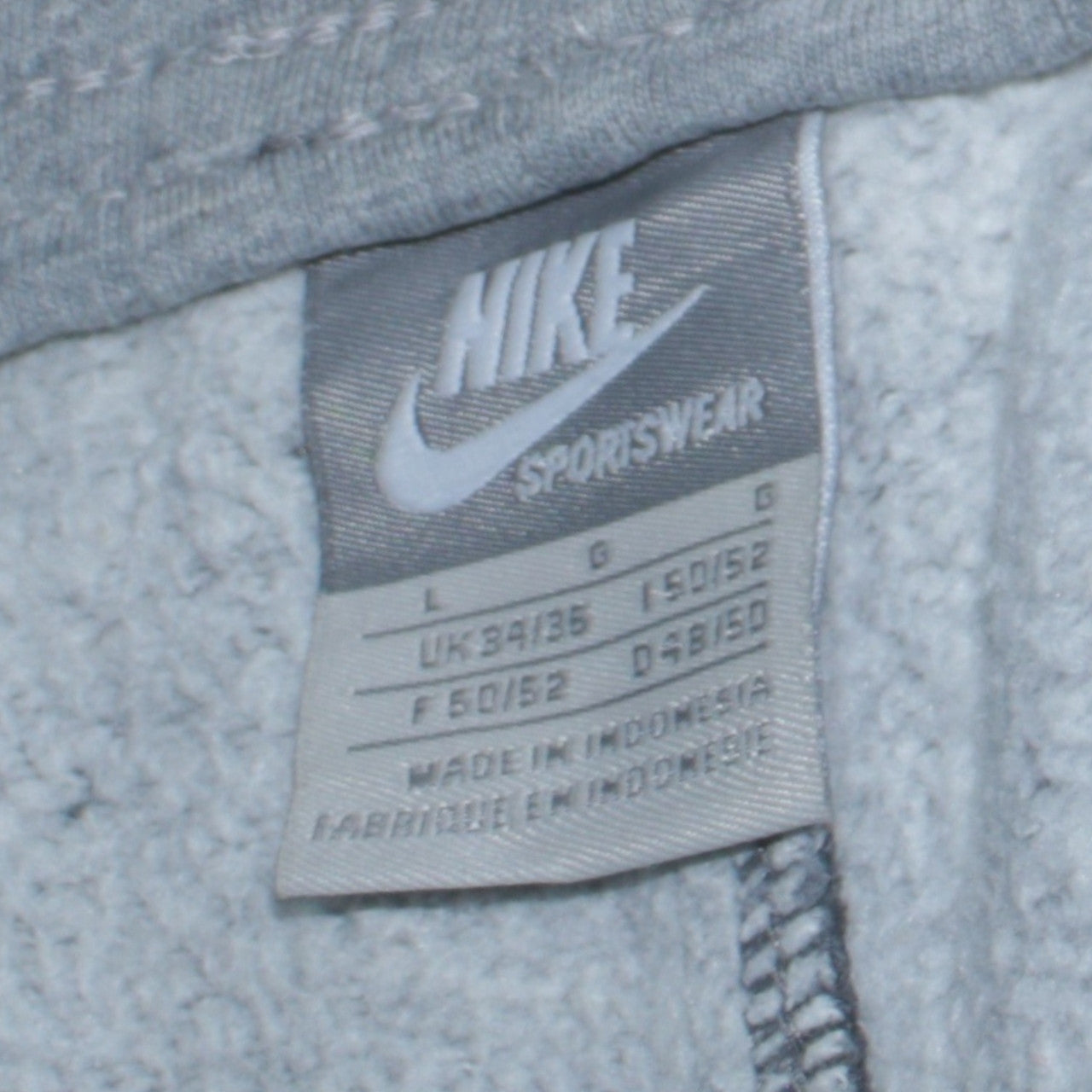 Nike Mens Grey Fleece Sweatpants L 34 Regular Fit Casual Trousers