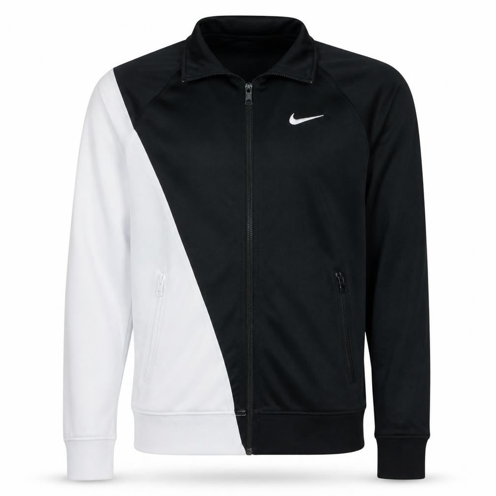 Nike Men's Black and White Full Zip Sweatshirt Small