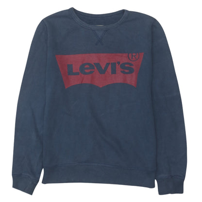 Additional front view of Levi's boys’ blue logo pullover sweatshirt, size 14, years
