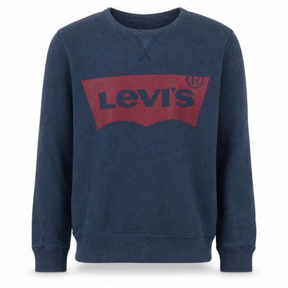 Front view of Levi's boys’ blue logo pullover sweatshirt, size 14, years