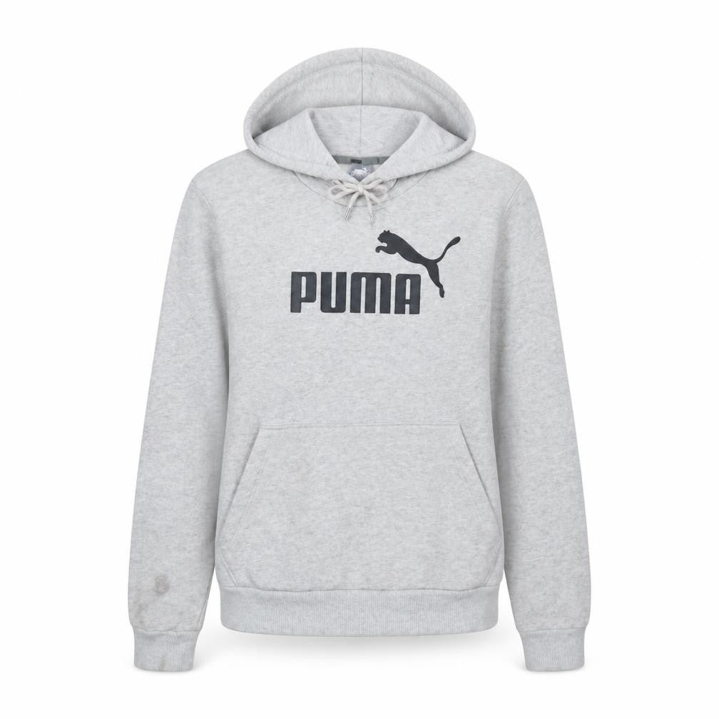 Puma Womens Grey Hoodie L Pullover Logo Hooded Sweatshirt