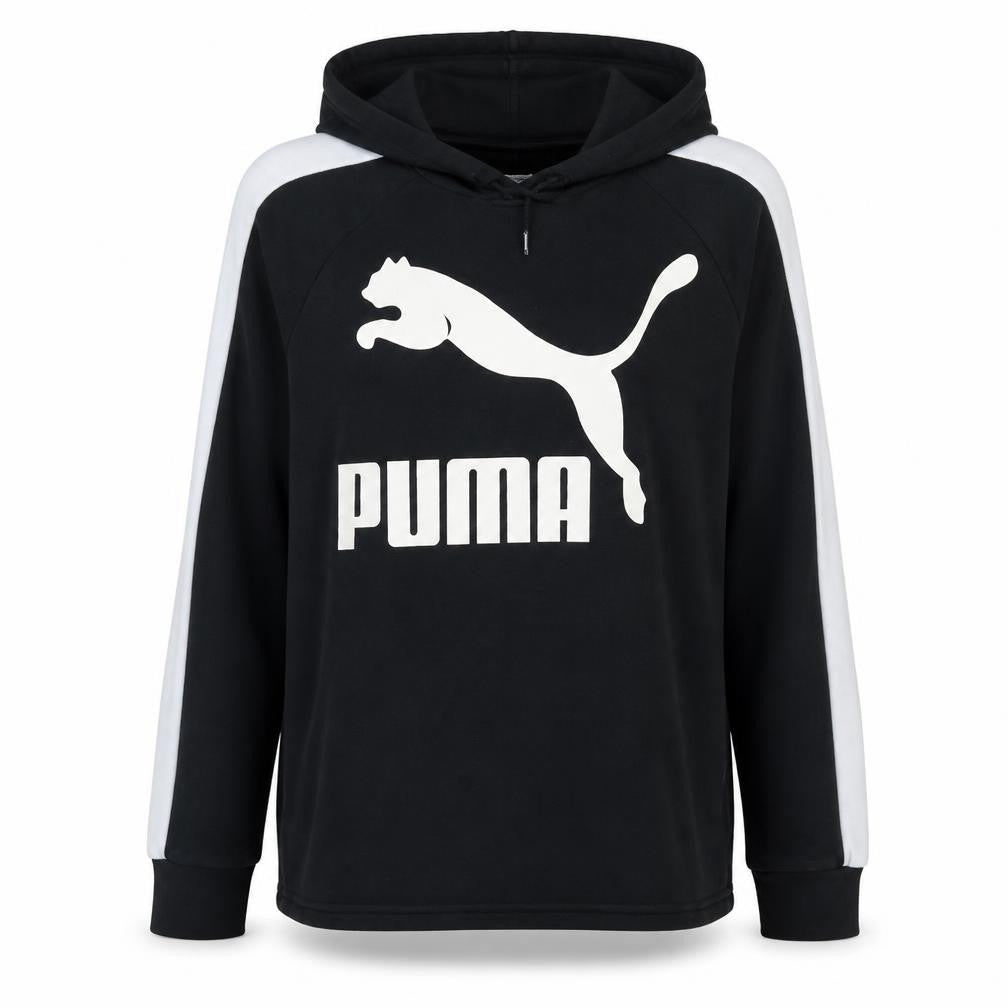 Puma Women's Black Logo Pullover Hoodie Size 14 Lined Cotton Blend