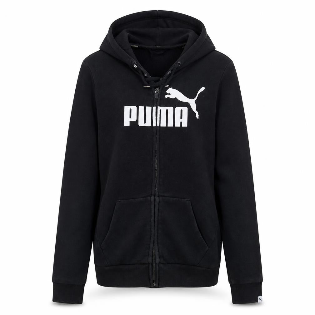 Puma Women's Black Full Zip Hoodie Size 10 Cotton Blend