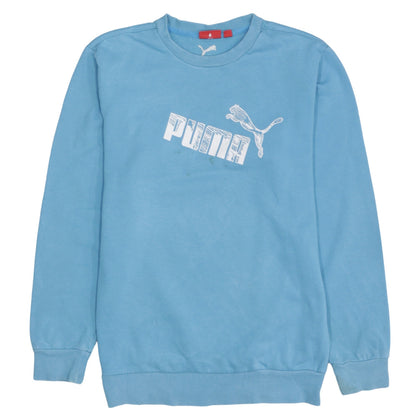 Additional front view of Puma boys’ blue pullover sweatshirt logo crew neck, size 14, years