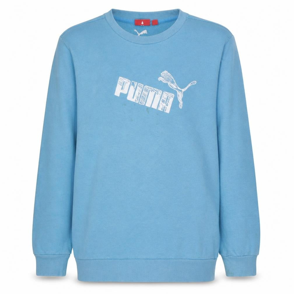 Puma Boys Blue Pullover Sweatshirt Logo Crew Neck Size 14 Years