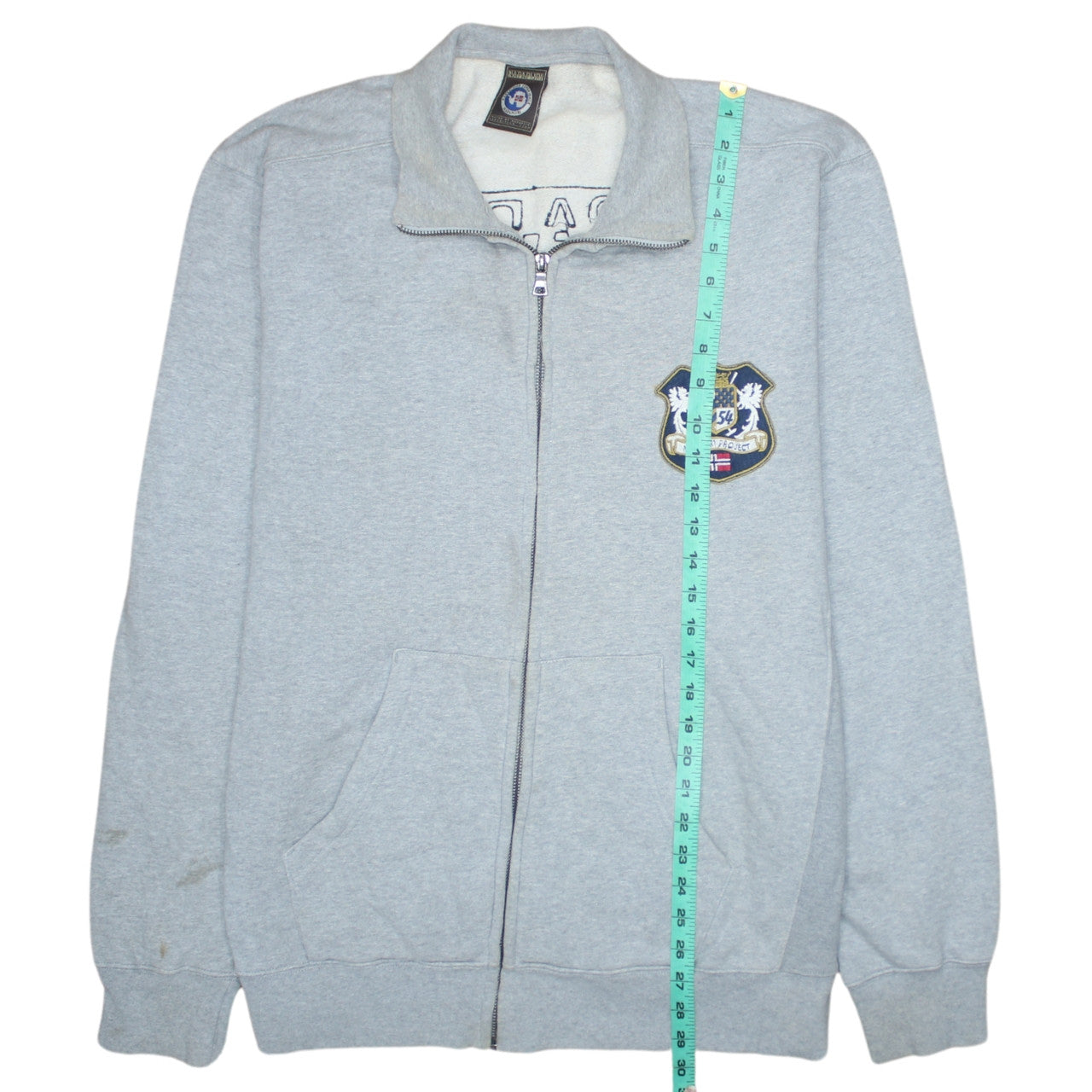 Napapijri Men's Grey XXL Full Zip Sweatshirt with Logo Crest