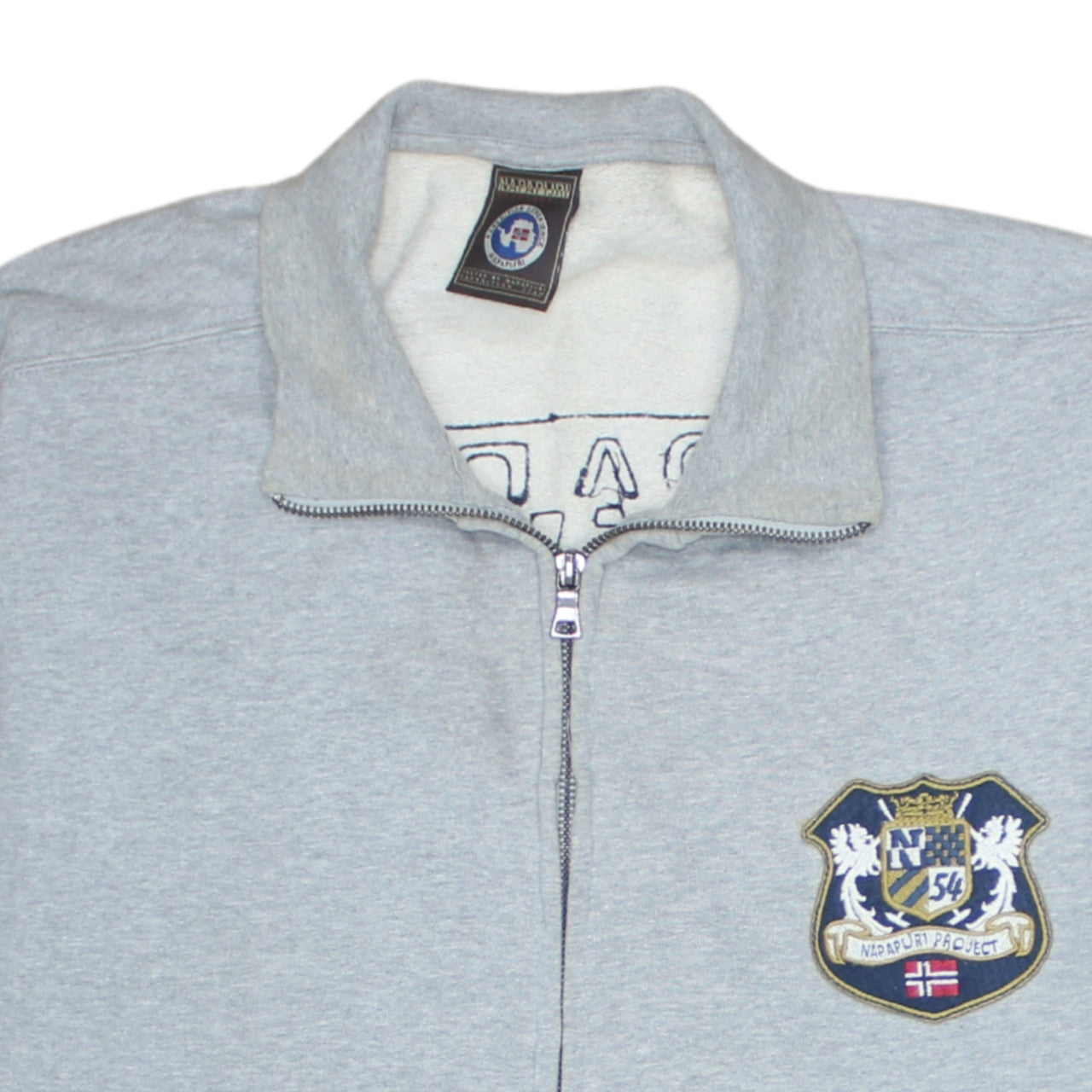 Napapijri Men's Grey XXL Full Zip Sweatshirt with Logo Crest