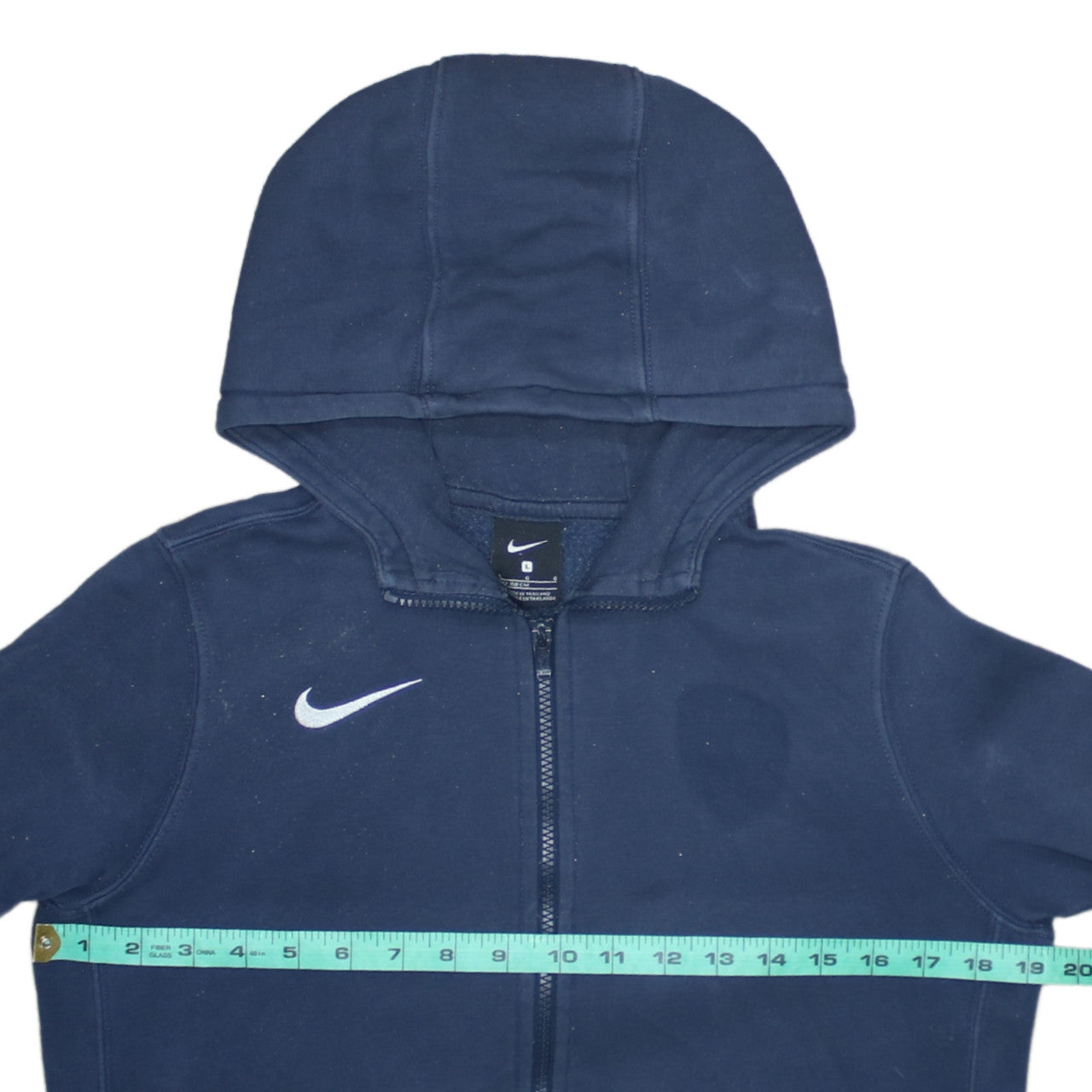 Nike Boys Navy Blue Full Zip Hoodie Size L 147-158cm Cotton Blend
