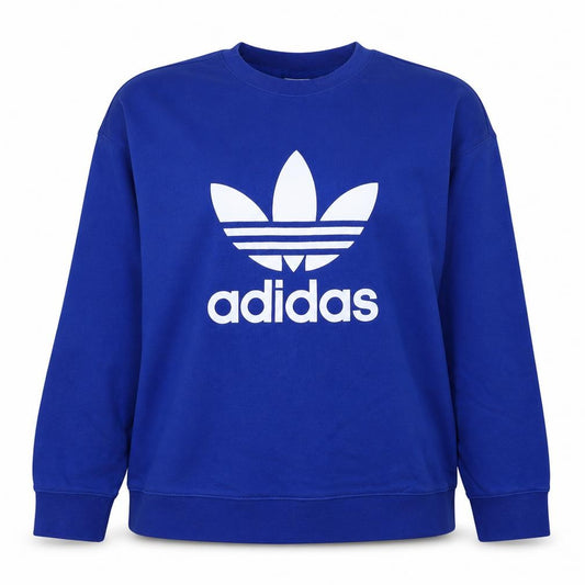 Adidas Women Blue XL Sweatshirt Pullover Crew Neck Logo Graphic