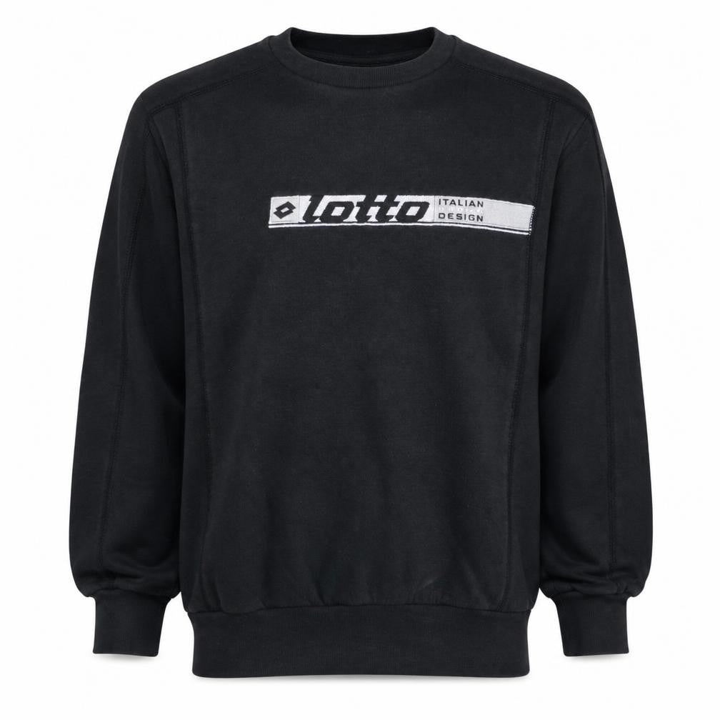 Lotto Mens Black Logo Pullover Sweatshirt Size M Italian Design