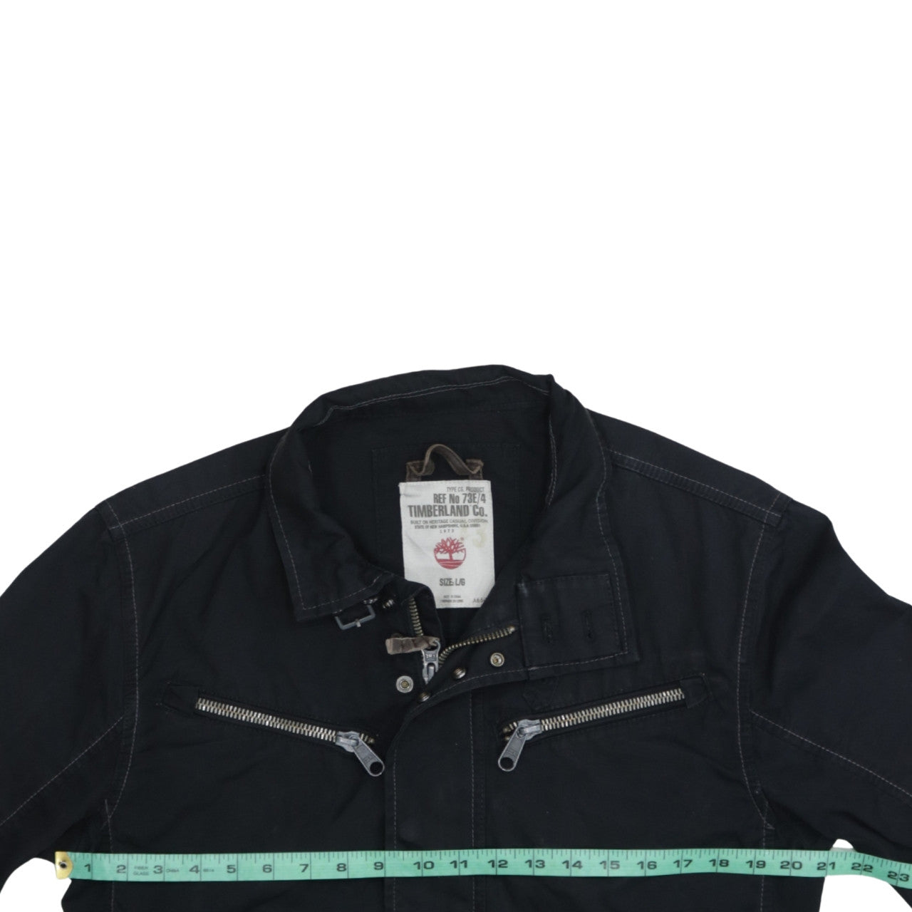 Timberland Men’s Black Biker Jacket L Canvas Full Zip Outdoor Style