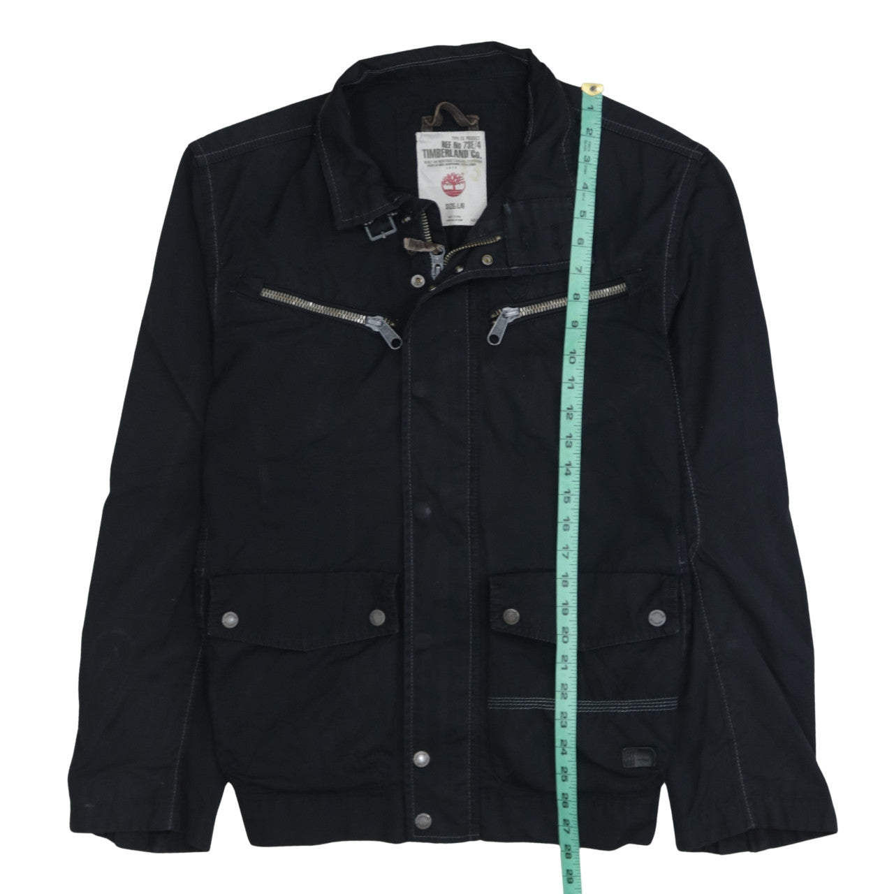 Timberland Men’s Black Biker Jacket L Canvas Full Zip Outdoor Style