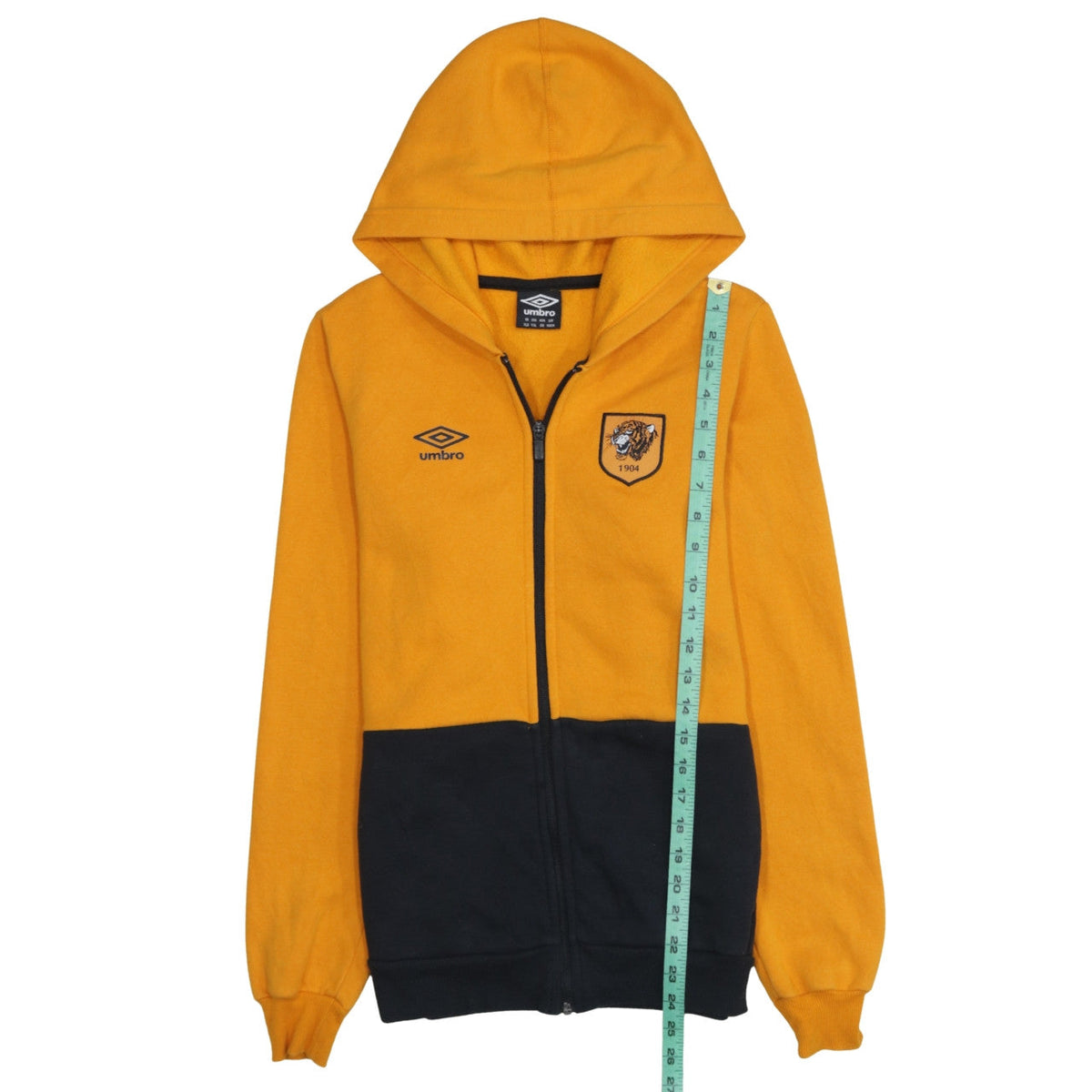 Umbro Boys Gold & Black Full Zip Hoodie Size 158 Football Club Logo
