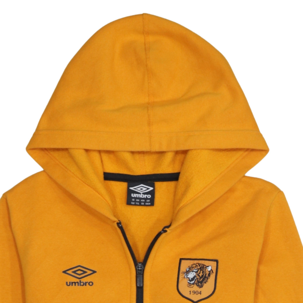 Umbro Boys Gold & Black Full Zip Hoodie Size 158 Football Club Logo
