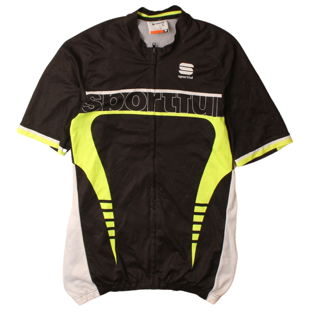 Sportful Men's Black Cycling Jersey L Short Sleeve Full Zip Top