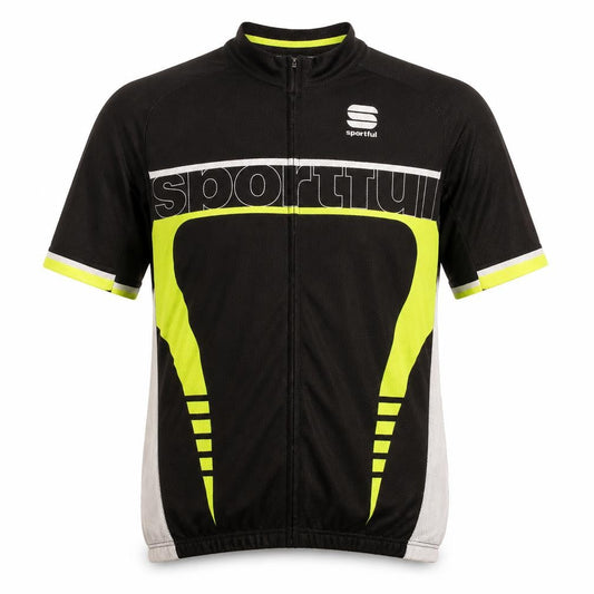 Front view of Sportful Men's Black Cycling Jersey L Short Sleeve Full Zip Top