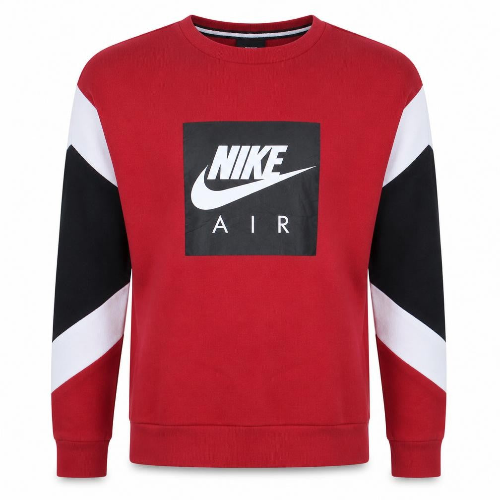 Nike Men Red Black White Crew Neck Logo Sweatshirt S Regular Fit