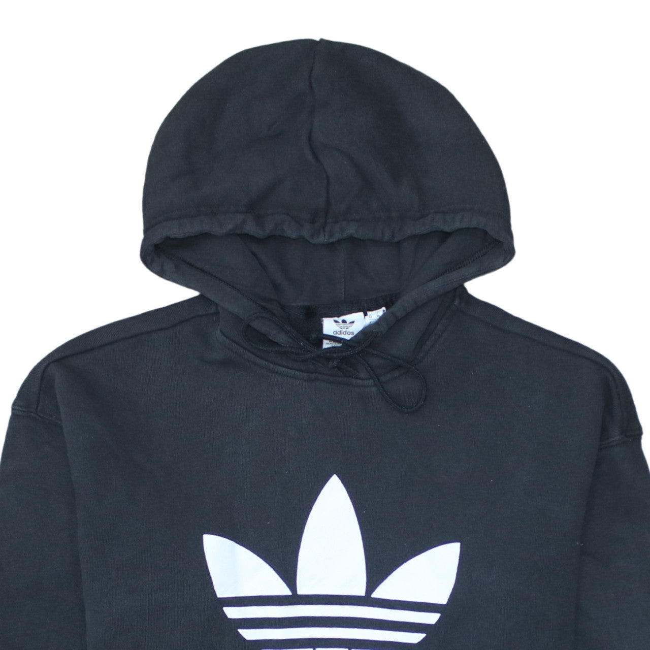 Adidas Womens Black Pullover Hoodie Size 10 Cotton Logo Casual