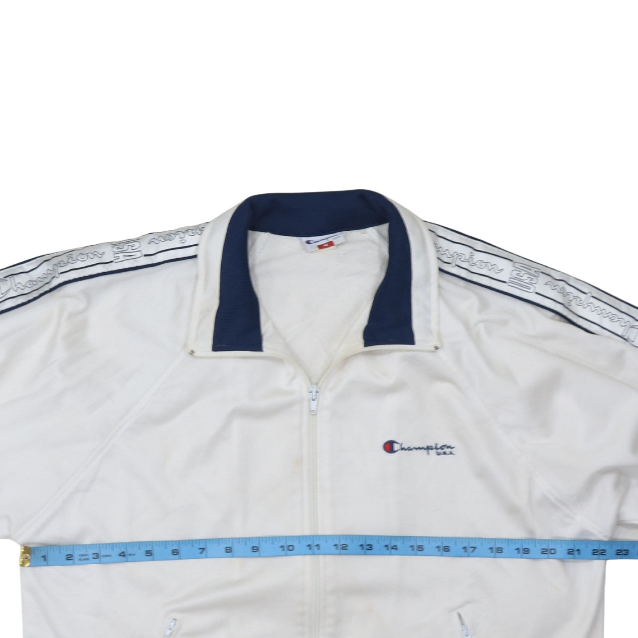 Champion USA Men's White Full Zip Track Sweatshirt M