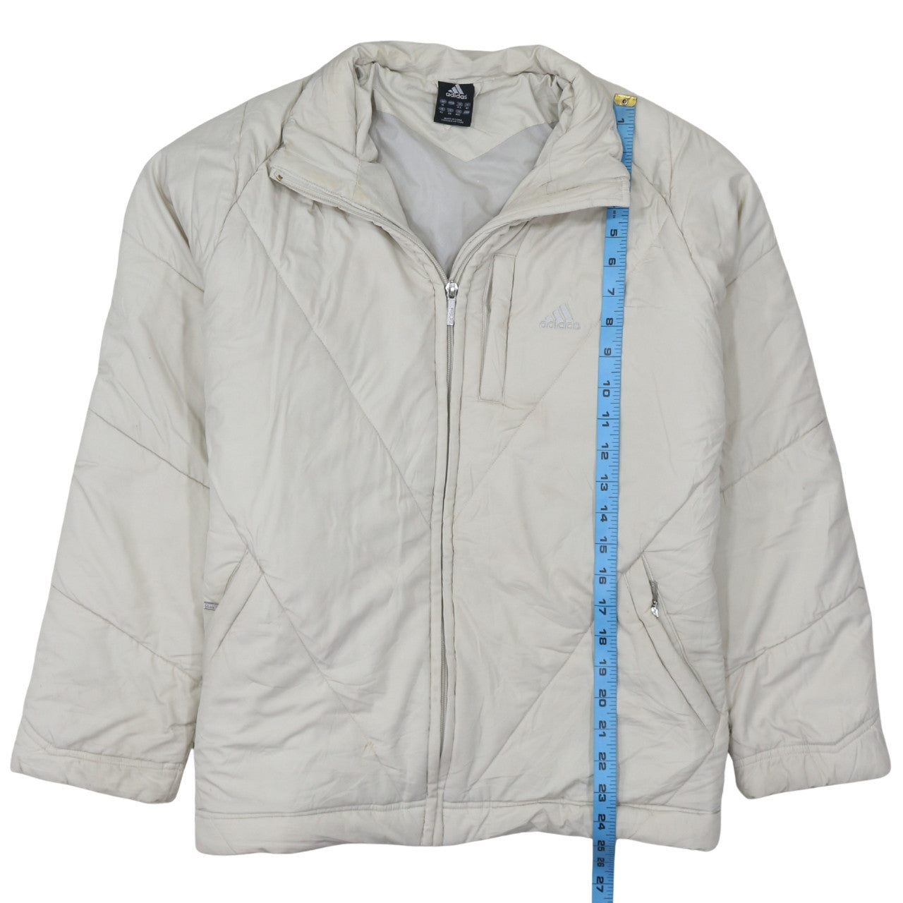 Adidas Women Ivory Quilted Puffer Jacket Size 16 Regular Fit