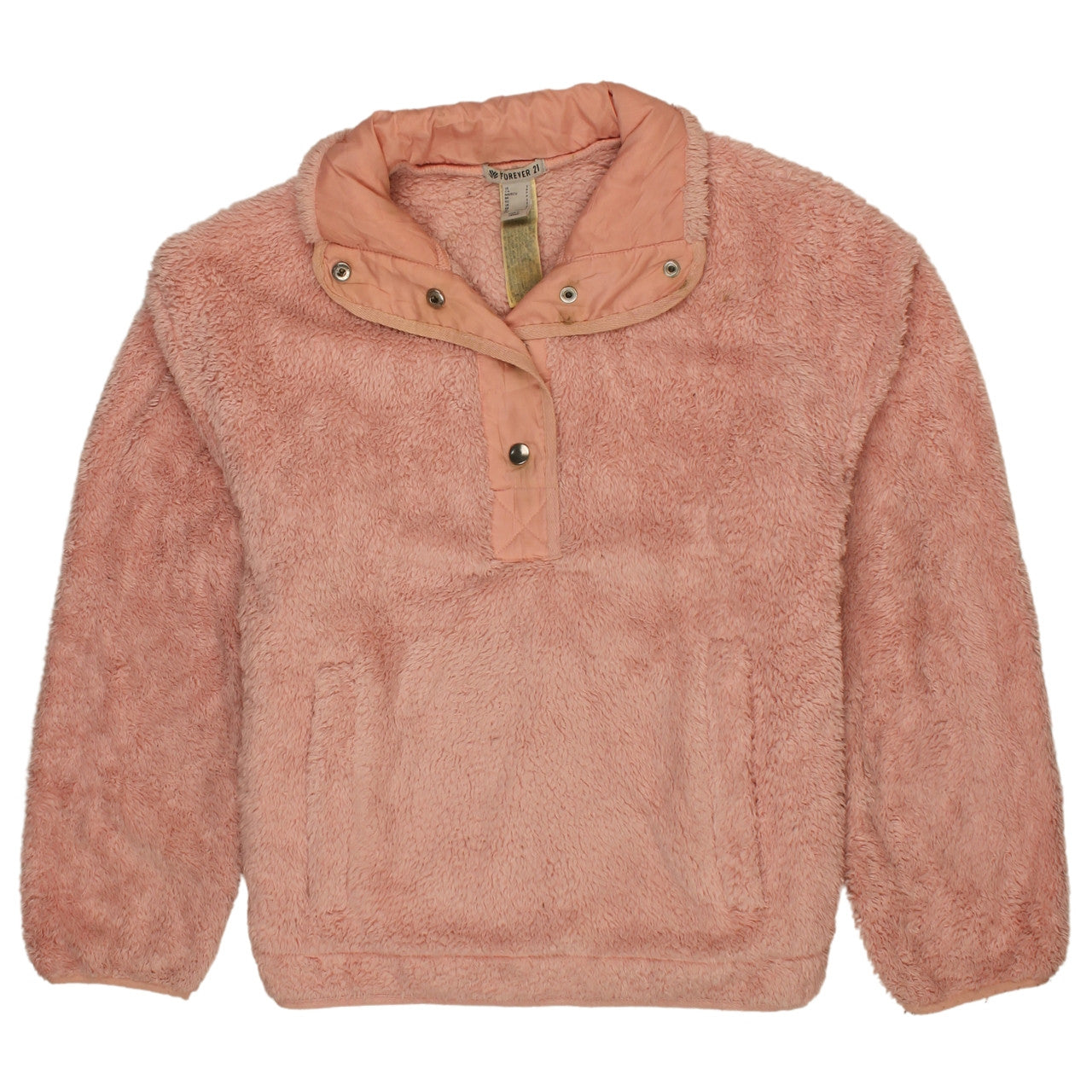 Forever 21 Women Pink Fleece Pullover Sweatshirt Size S