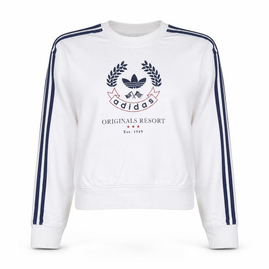 Adidas Women's White Crew Neck Sweatshirt Size 8 Originals Resort Logo