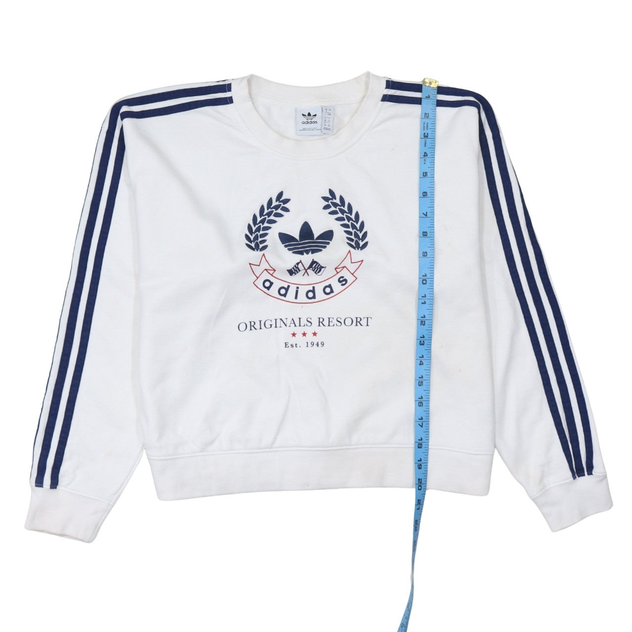 Adidas Women's White Crew Neck Sweatshirt Size 8 Originals Resort Logo