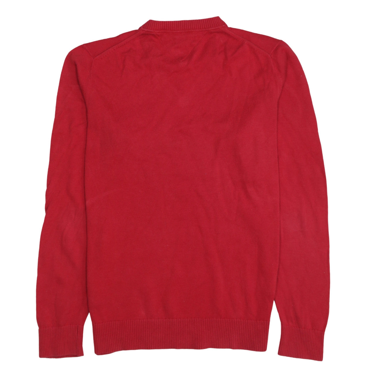 Tommy Hilfiger Men's Red V-Neck Cotton Pullover Jumper Size S