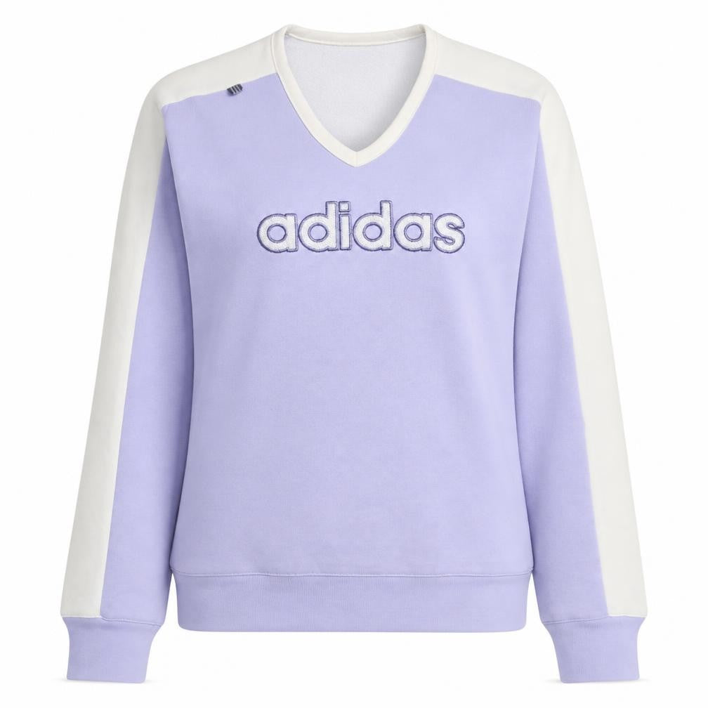 Adidas Women Purple White V-Neck Pullover Sweatshirt Size 12