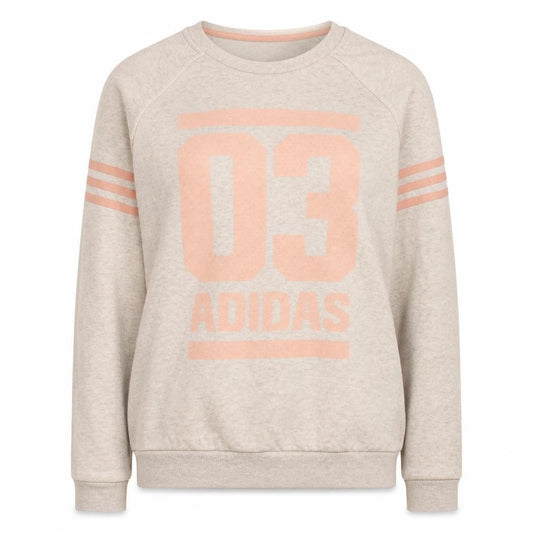Adidas Women Beige Crew Neck 03 Graphic Pullover Sweatshirt Size L