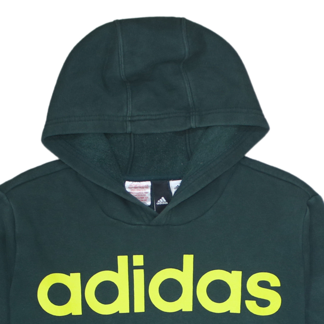 Adidas Boys Green Pullover Hoodie 15-16 Years Logo Print Sweatshirt