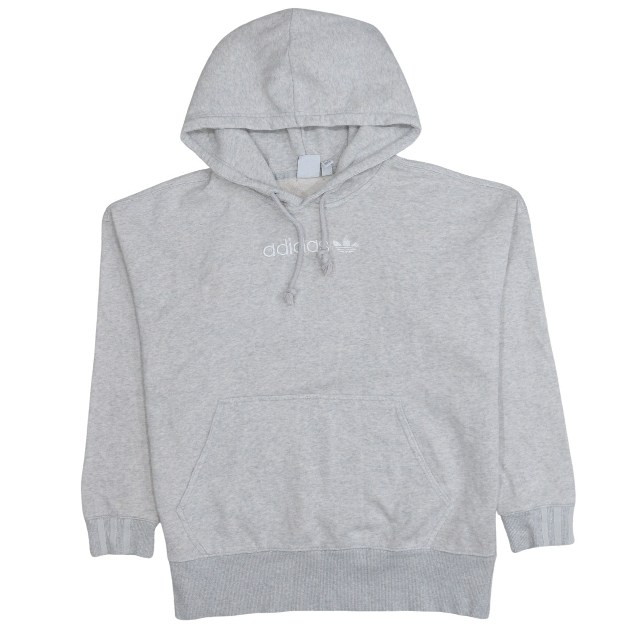 Adidas Women Grey Pullover Hoodie Small Logo Hooded Sweatshirt