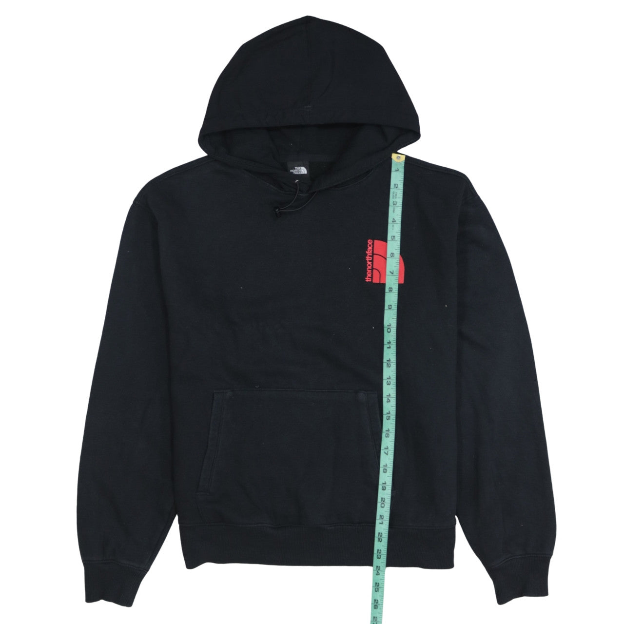 The North Face Womens Black Pullover Hoodie Small Red Logo Cotton Blend