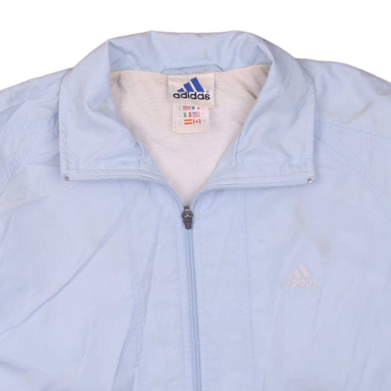 Adidas Womens Light Blue Full Zip Windbreaker Jacket Size 16