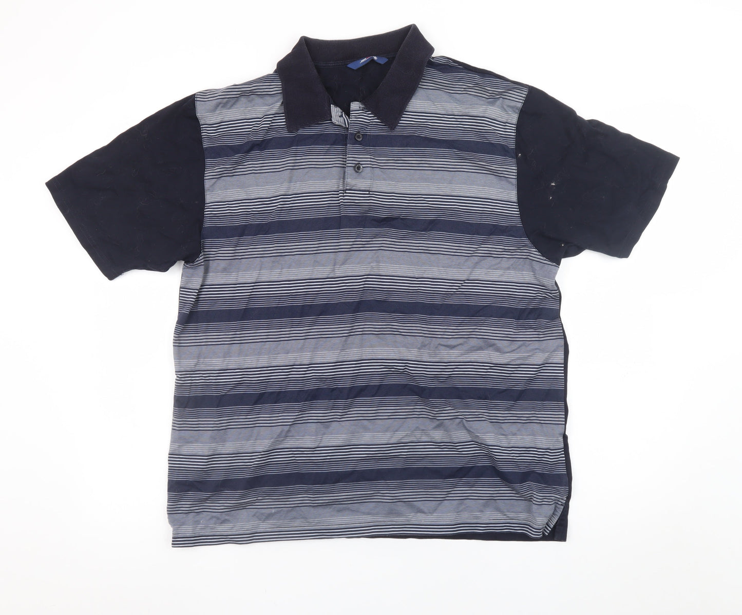 Westrock Men's Blue Striped Cotton Polo Shirt Size M