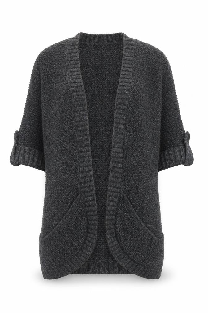 Esprit Women’s Grey Chunky Knit Open Front Cardigan L