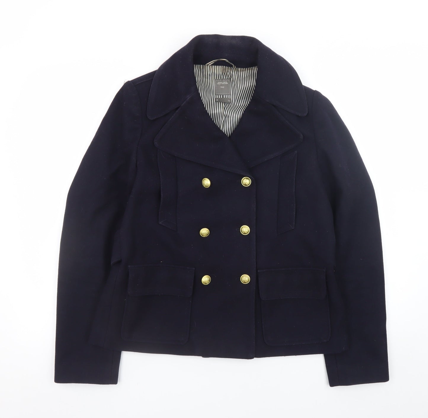 Gap Women's Blue Wool Pea Coat Jacket Medium Lined Double Breasted