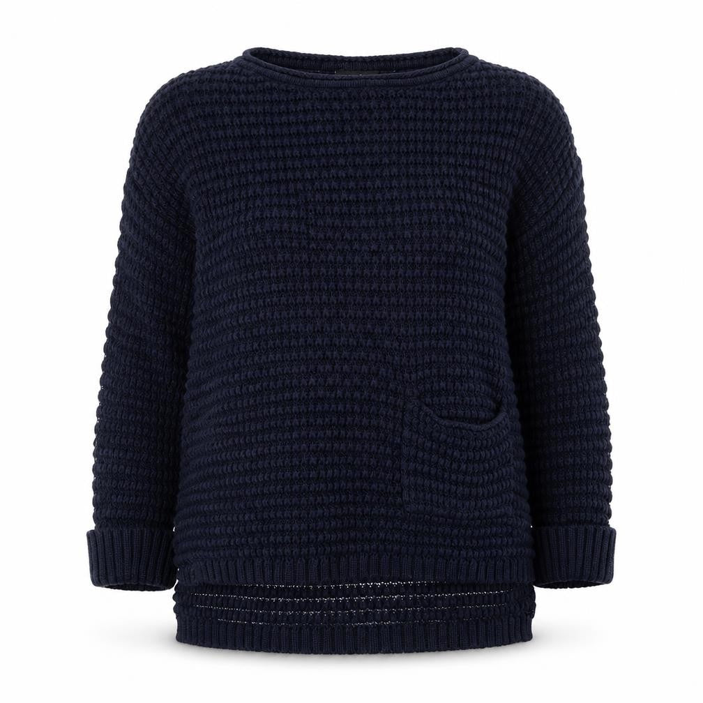 Wallis Women’s Blue Waffle-Knit Cotton Pullover Jumper Size S