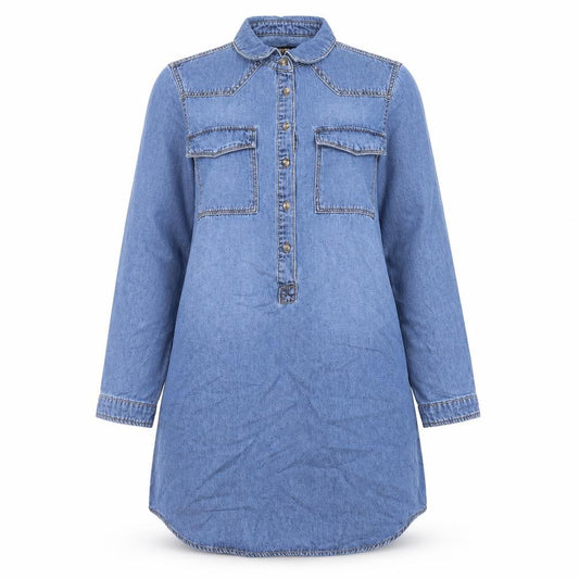 /DENIM Women Blue Size 12 Long Sleeve Shirt Dress