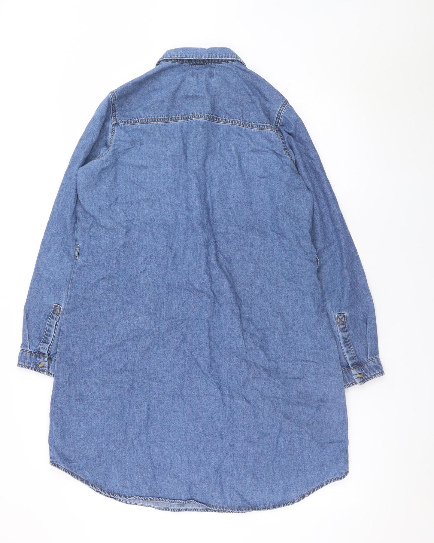 /DENIM Women Blue Size 12 Long Sleeve Shirt Dress