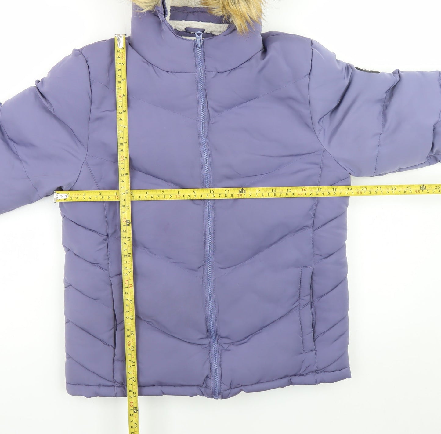 SoulCal & Co Teens Purple Hooded Puffer Jacket 12 Lined Winter Coat