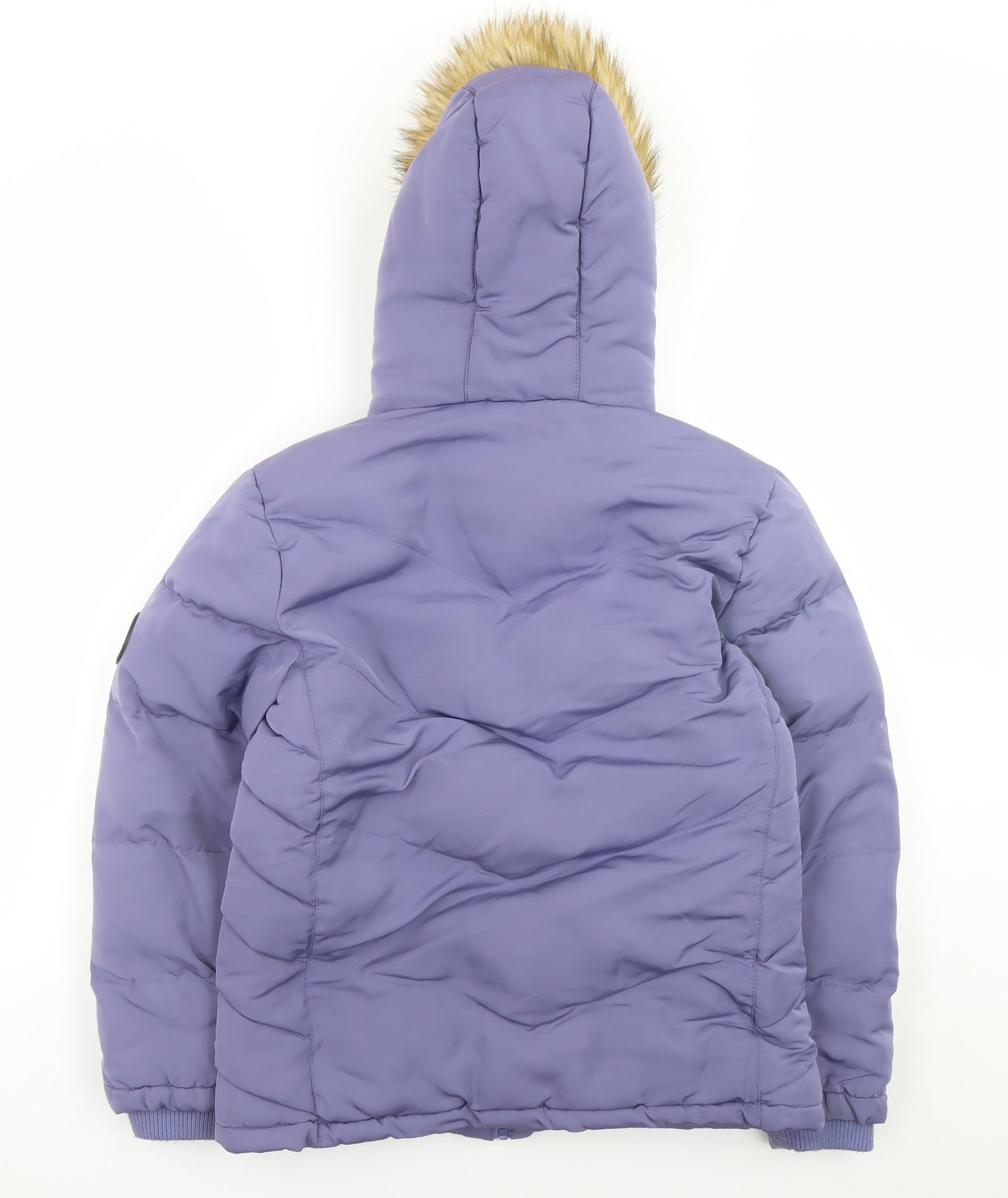 SoulCal & Co Teens Purple Hooded Puffer Jacket 12 Lined Winter Coat