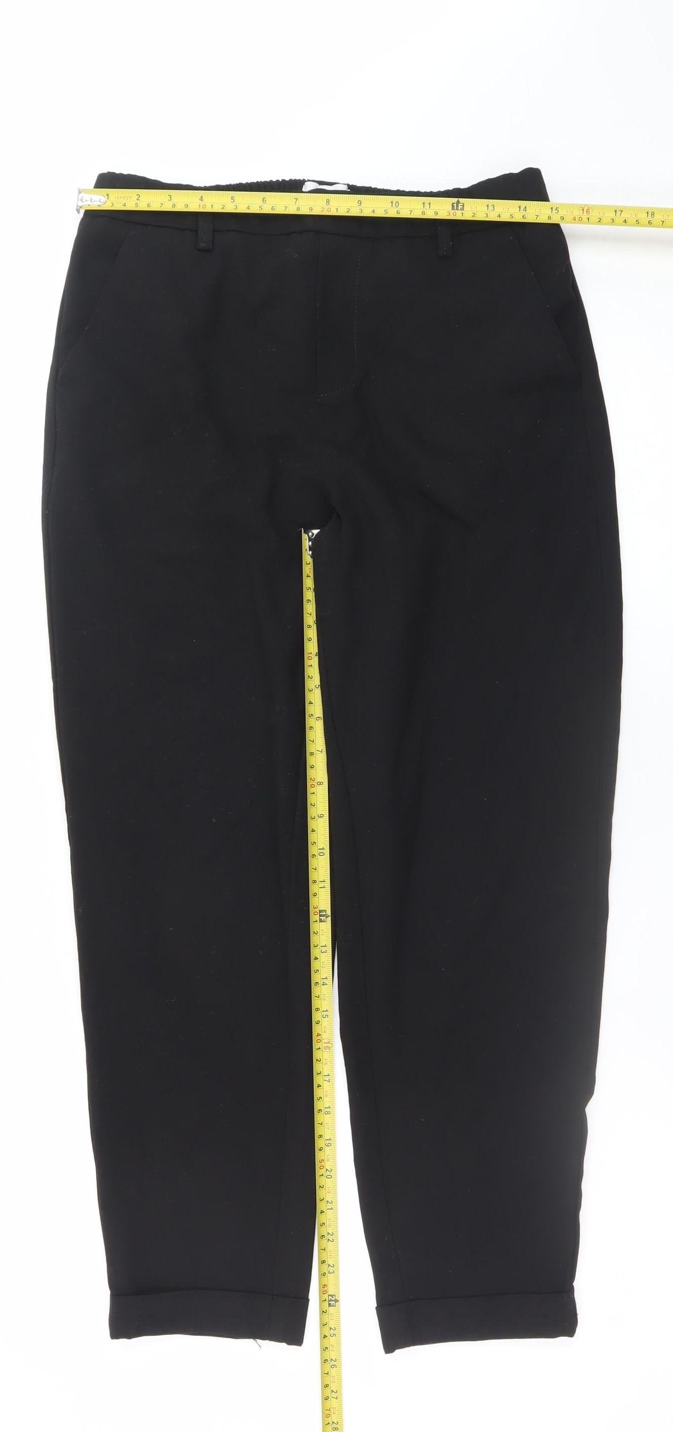 Savida Women’s Black Cropped Trousers Size 12 Polyester Blend