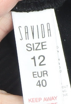 Savida Women’s Black Cropped Trousers Size 12 Polyester Blend
