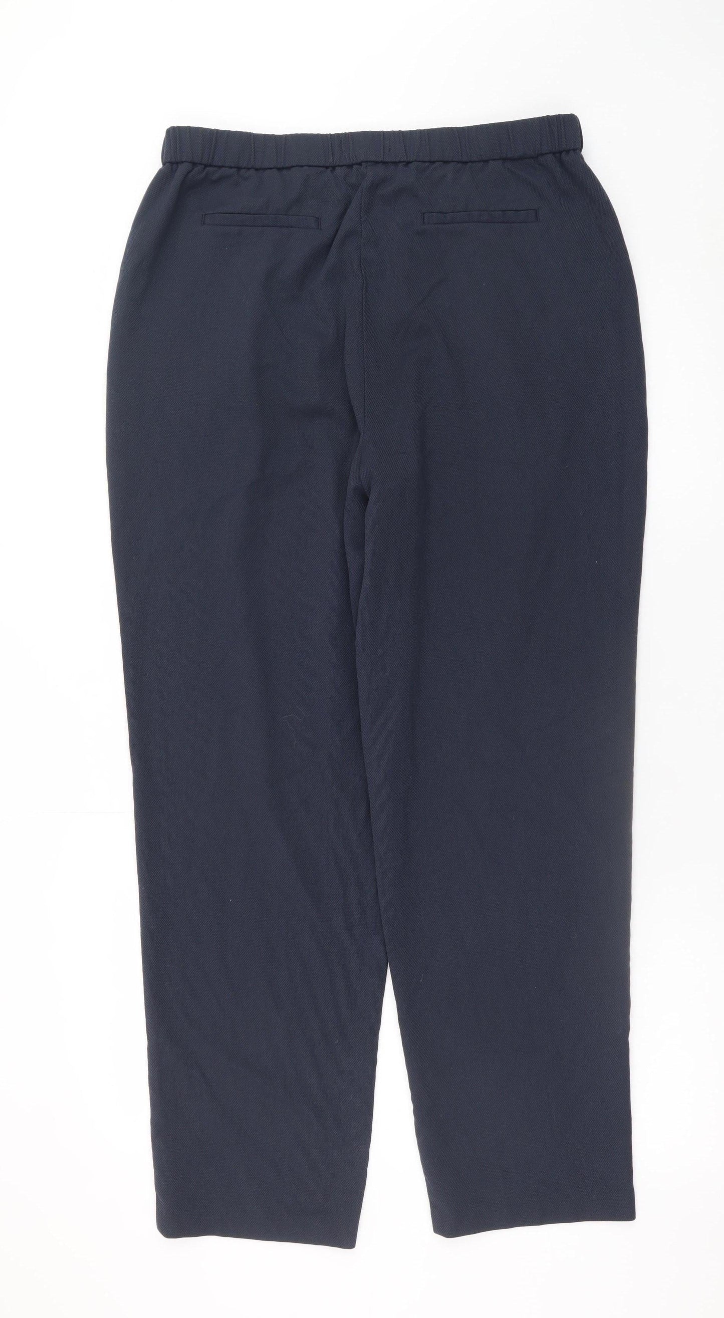 Marks and Spencer Women's Blue Regular Fit Pleated Trousers Size 14