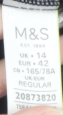 Marks and Spencer Women's Blue Regular Fit Pleated Trousers Size 14