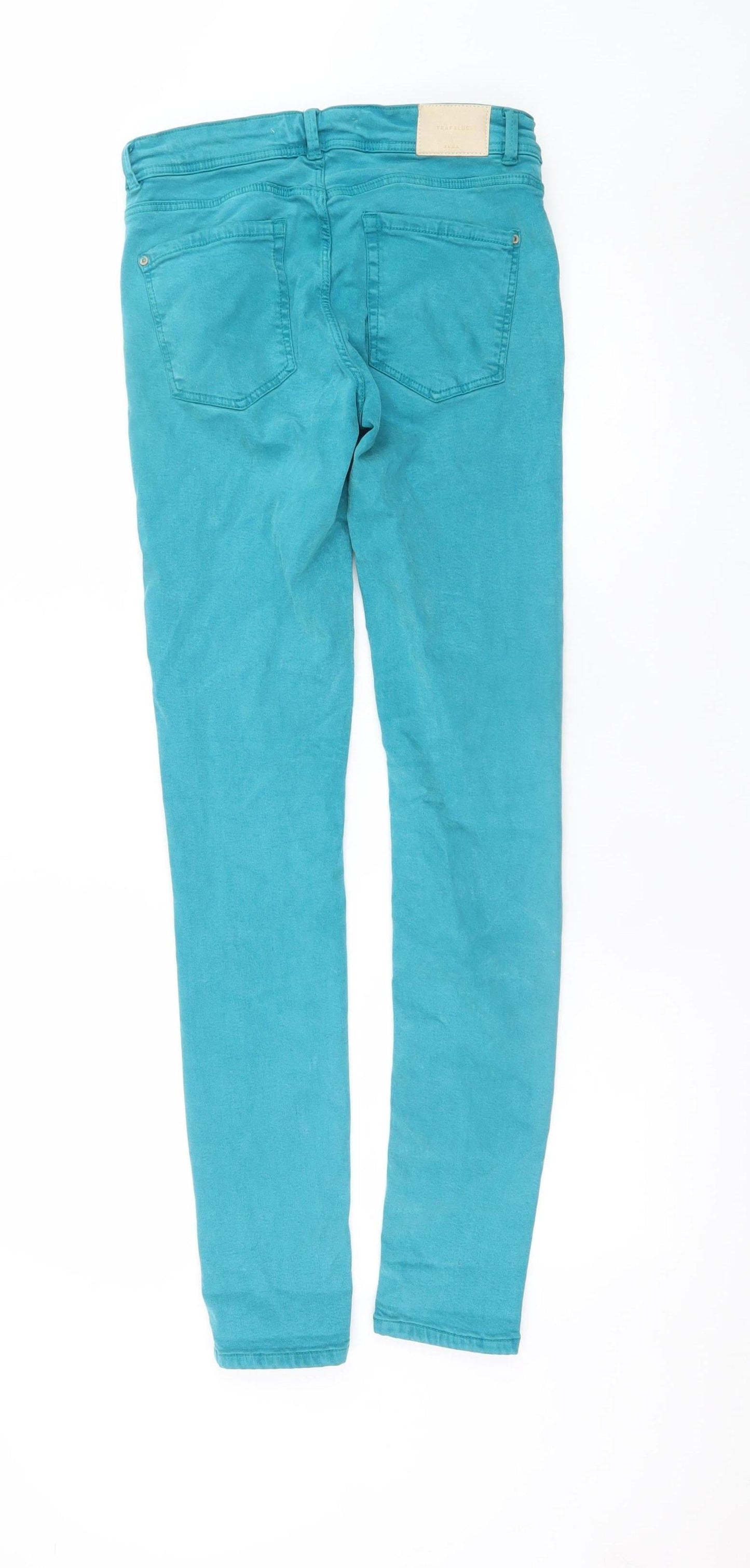 ZARA Women Green Skinny Jeans Size 10 Slim Fit Stretch Denim