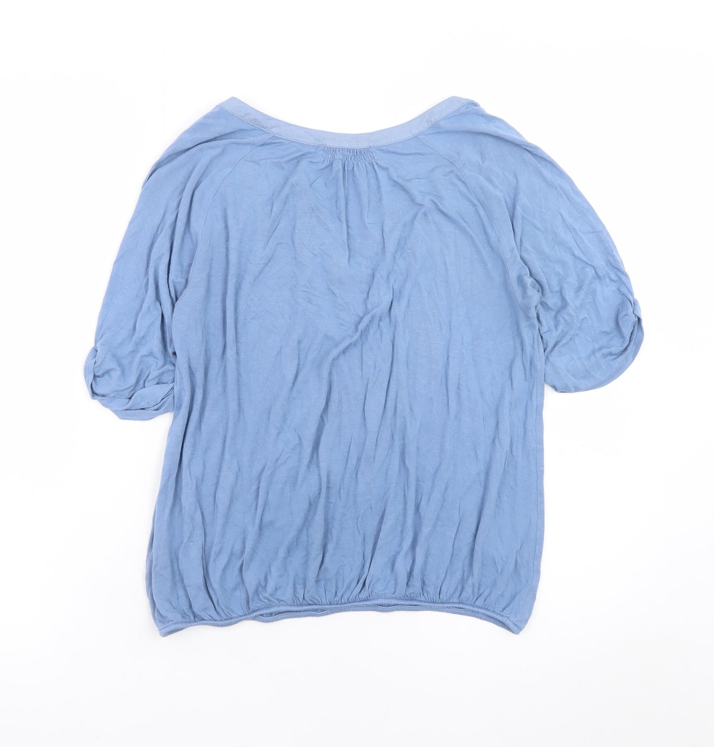 Jigsaw Women's Blue V-Neck Short Sleeve Tunic Blouse Size S