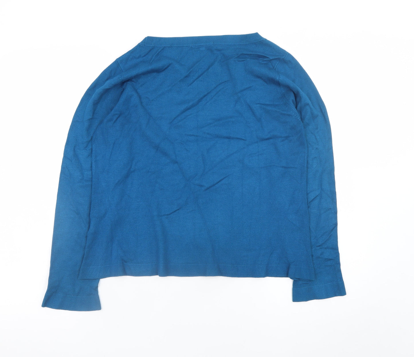Jigsaw Women Blue M Viscose Blend Crew Neck Long Sleeve Pullover Jumper